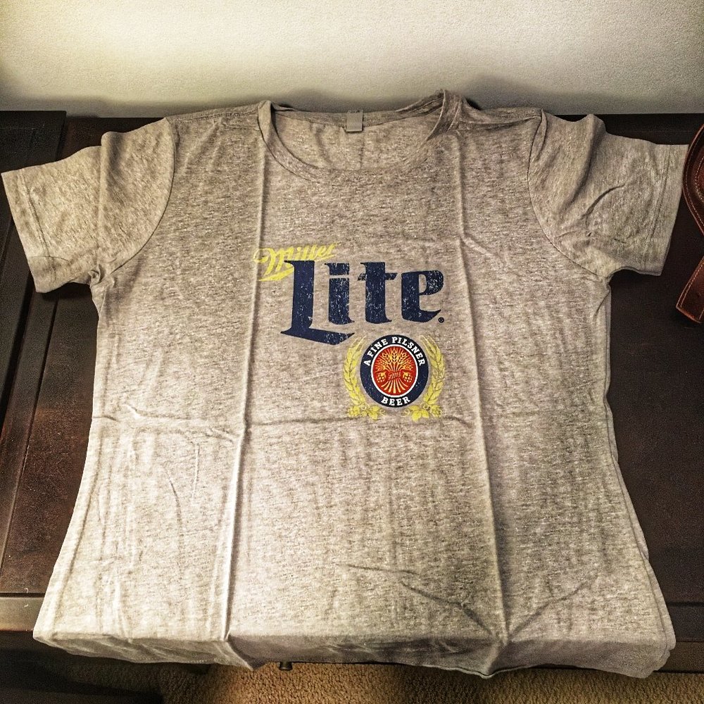 Women's Miller Lite Beer Tee Shirt - Soft Grey